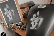 Airbrush malba motorky. Realistický portrét. Lakování nádrže.