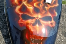 Airbrush gastank skull on fire.